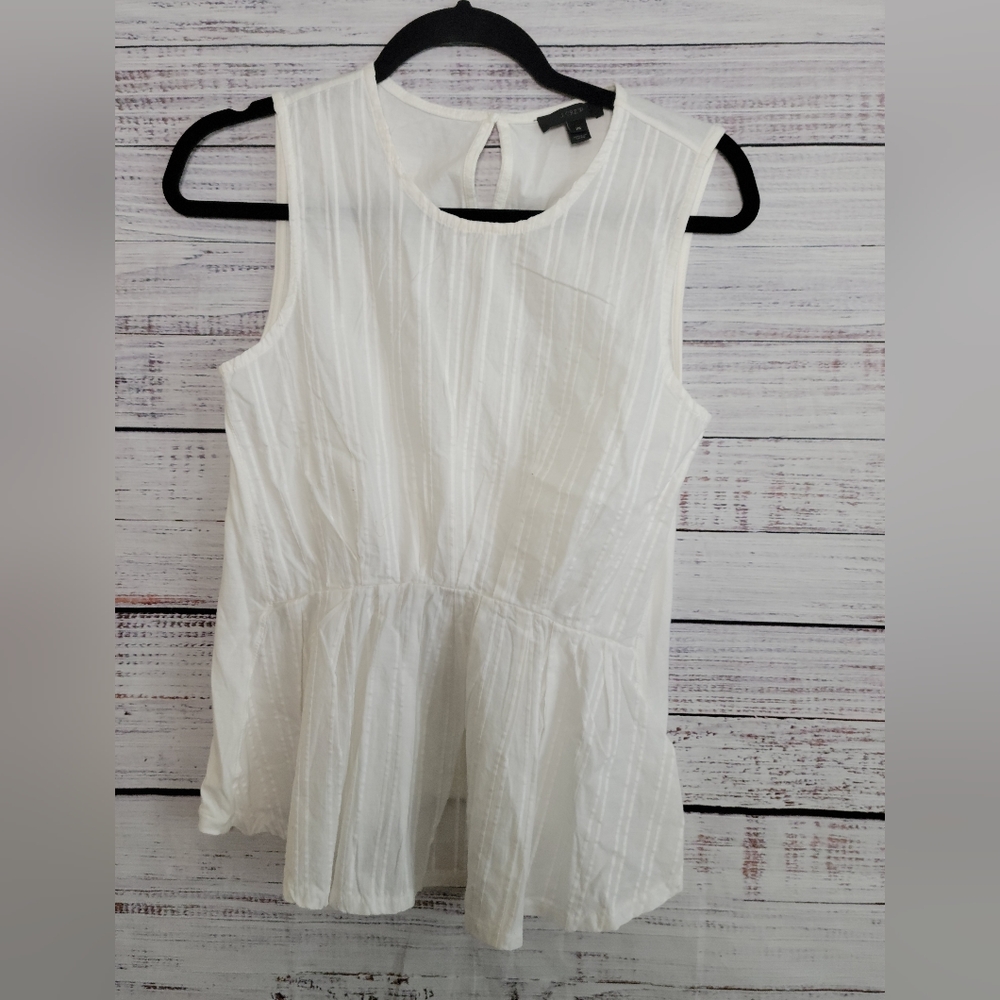 J Crew XS White Sleveless Peplum Top - Picture 1 of 5